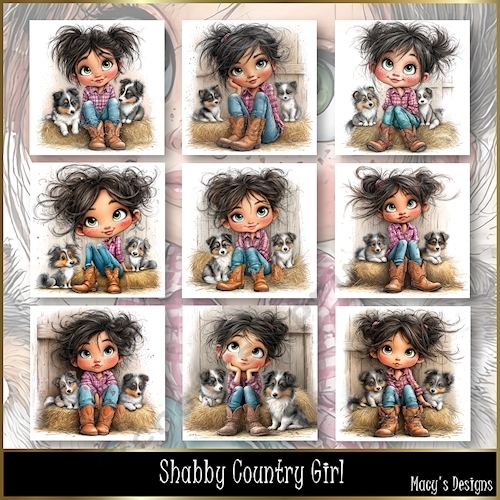 Shabby Country Girl - Illustrations for Cards, Mini kits & Designers