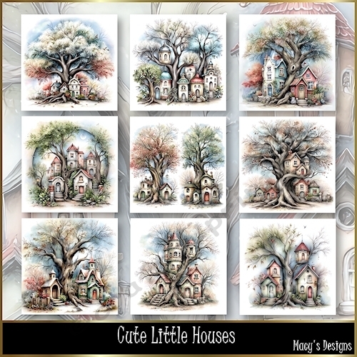 Cute Little Houses - Illustrations for Cards, Mini kits & Designers