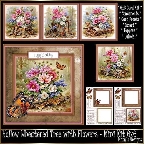 cup1423006_124264 - Hollow Wheatered Tree with Flowers - Mini Kit 6x6