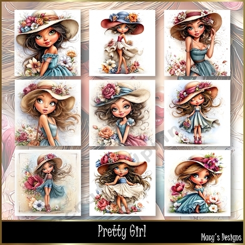 Pretty Girl - Illustrations for Cards, Mini kits & Designers
