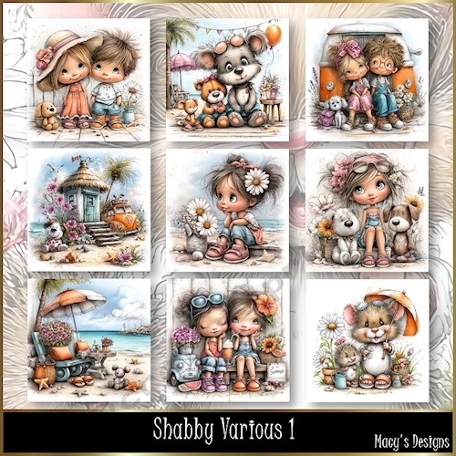 Shabby Various 1 - Illustrations for Cards, Mini kits & Designers