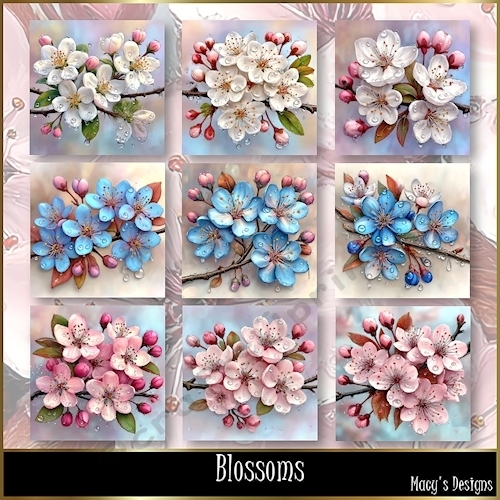 Blossoms - Illustrations for Cards, Mini kits & Designers