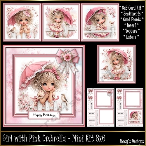 Girl with Pink Umbrella - Mini Kit 6x6