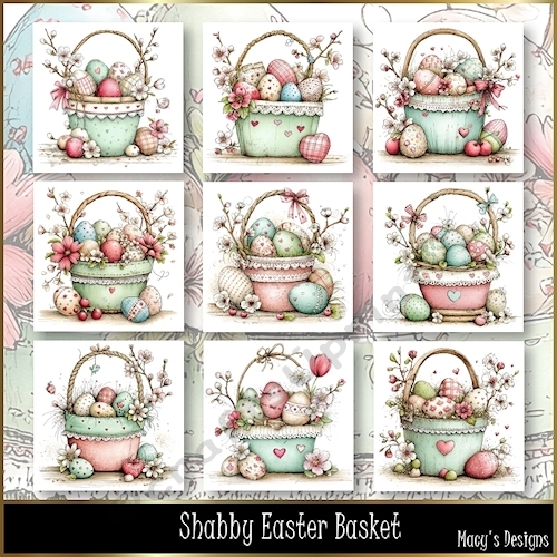 Shabby Easter Basket - Illustrations for Cards, Mini kits & Designers
