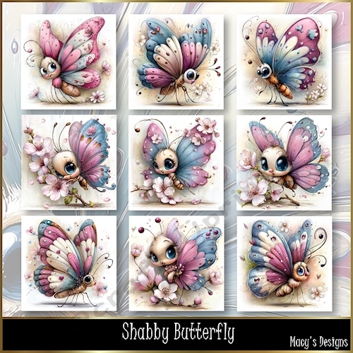 Shabby Butterfly - Illustrations for Cards, Mini kits & Designers