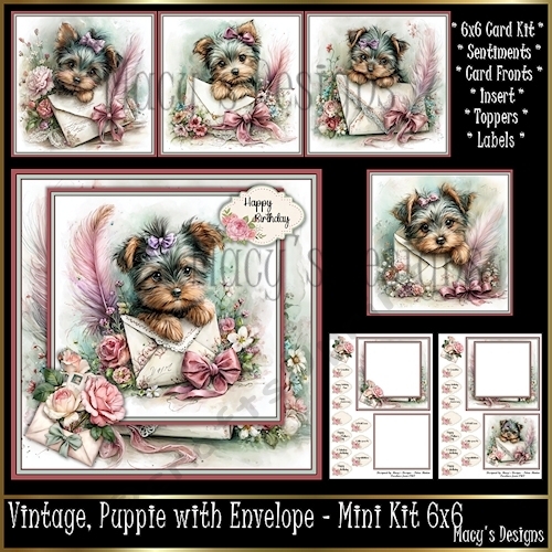 Vintage, Puppie with Envelope - Mini Kit 6x6