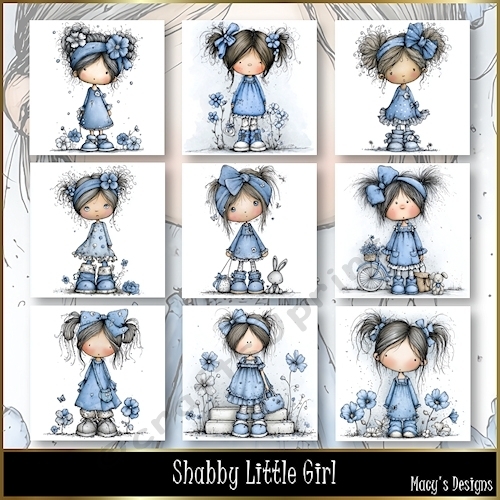 Shabby Little Girl - Illustrations for Cards, Mini kits & Designers