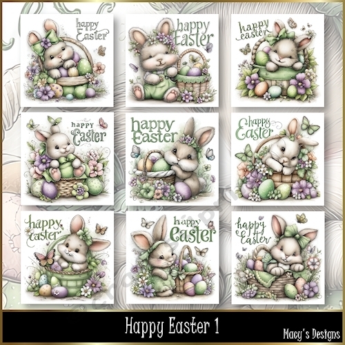 Happy Easter 1 - Illustrations for Cards, Mini kits & Designers