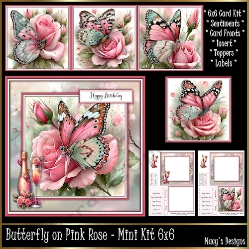 cup1427099_124264 - Butterfly on Pink Rose - Mini Kit 6x6