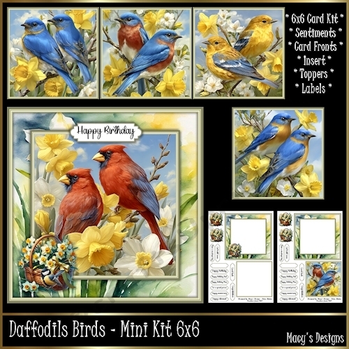 Daffodils Birds- Mini Kit 6x6