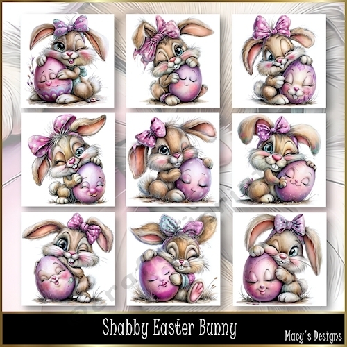 Shabby Easter Bunny - Illustrations for Cards, Mini kits & Designers