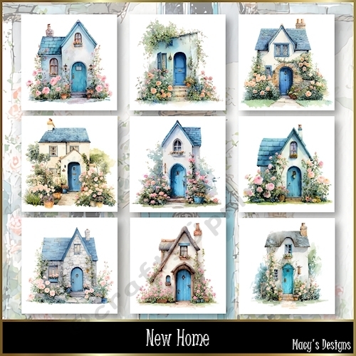 New Home - Illustrations for Cards, Mini kits & Designers