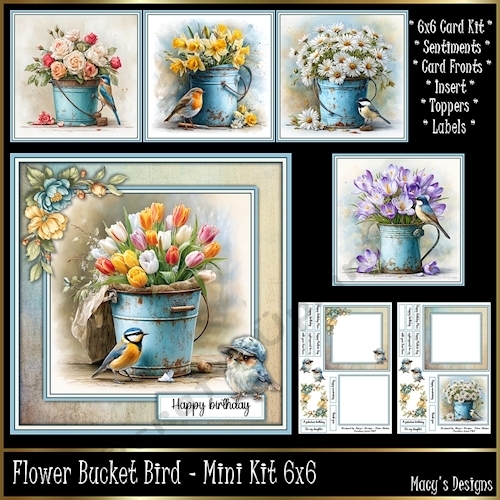 Flower Bucket Bird - Mini Kit 6x6