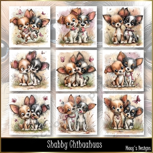 Shabby Chihuahuas - Illustrations for Cards, Mini kits & Designers