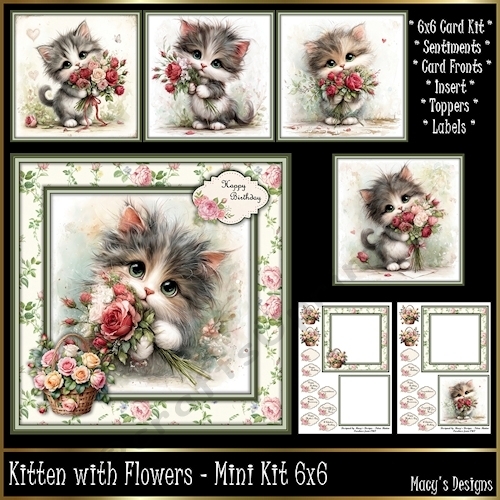 Kitten with Flowers - Mini Kit 6x6