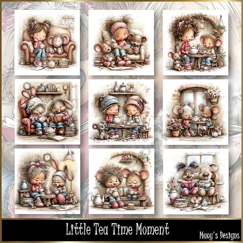 Little Tea Time Moment - Illustrations for Cards, Mini kits & Designers