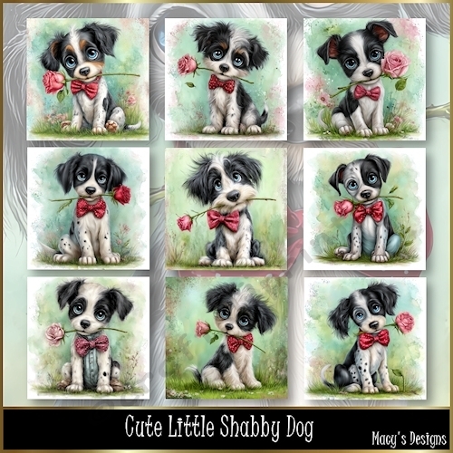 Cute Little Shabby Dog - Illustrations for Cards, Mini kits & Designers