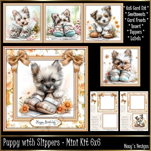 Puppy with Slippers - Mini Kit 6x6
