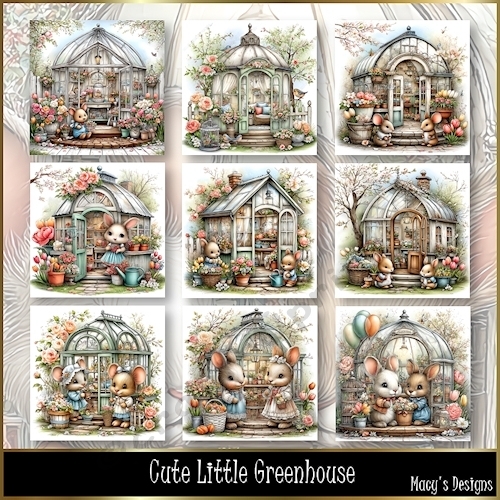 Cute Little Greenhouse - Illustrations for Cards, Mini kits & Designers