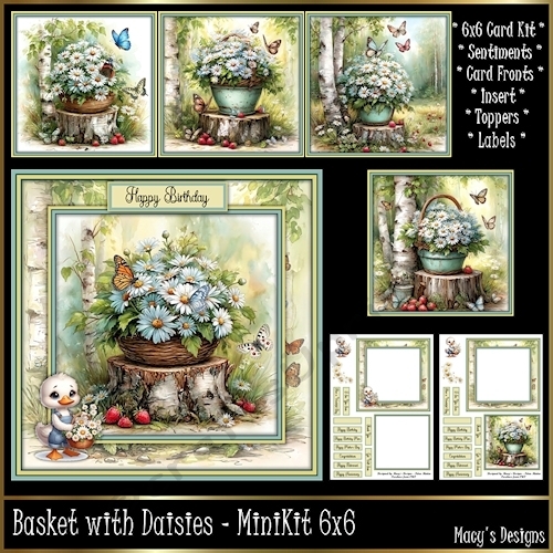 Basket with Daisies - Mini Kit 6x6