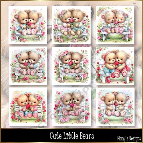 Cute Little Bears - Illustrations for Cards, Mini kits & Designers