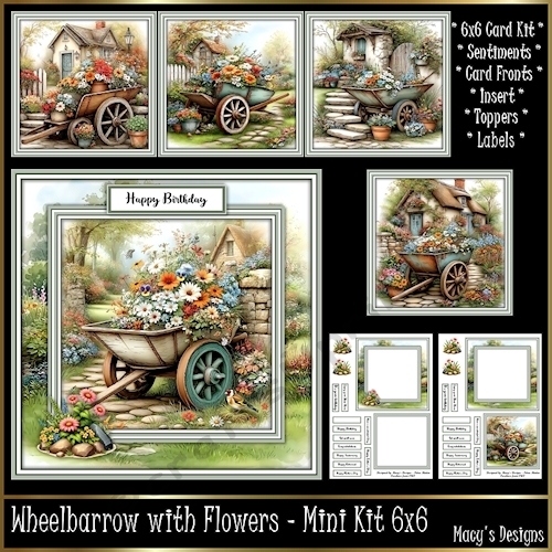 Wheelbarrow with Flowers - Mini Kit 6x6