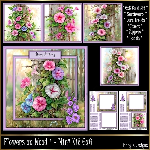 Flowers on Wood 1 - Mini Kit 6x6