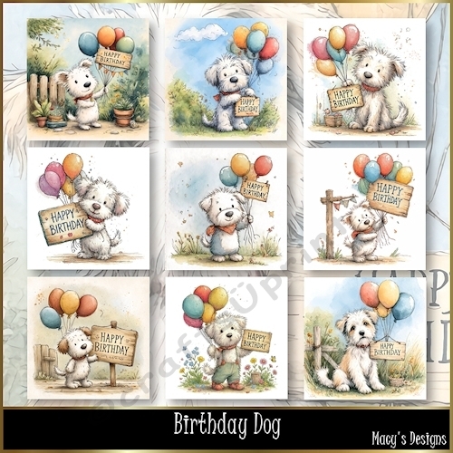 Birthday Dog - Illustrations for Cards, Mini kits & Designers