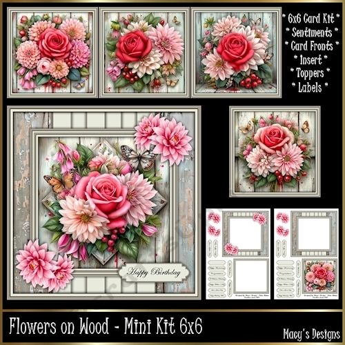 Flowers on Wood - Mini Kit 6x6