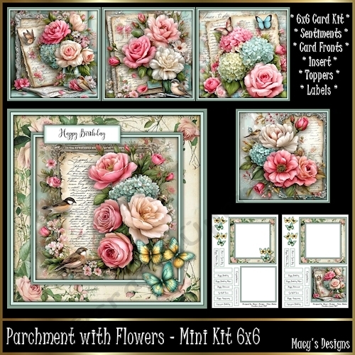 Parchment with Flowers - Mini Kit 6x6
