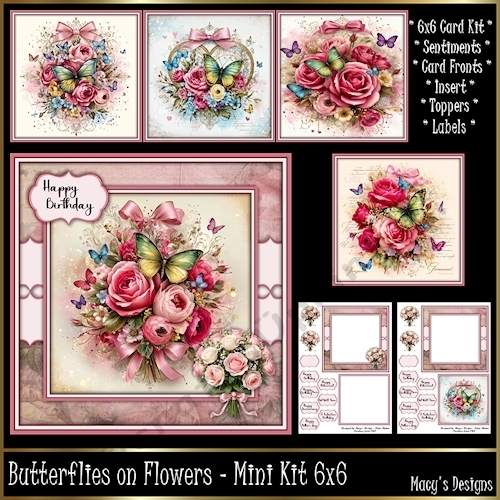 Butterflies on Flowers - Mini Kit 6x6