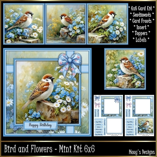 Bird and Flowers  - Mini Kit 6x6