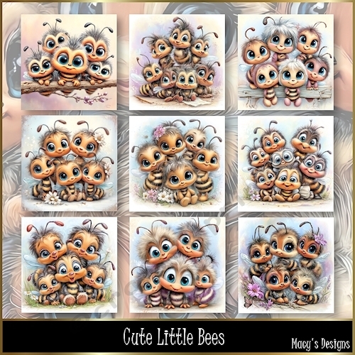 Cute Little Bees - Illustrations for Cards, Mini kits & Designers