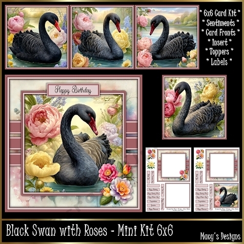 Black Swan with Roses - Mini Kit 6x6