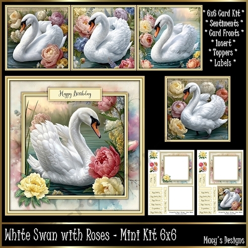 White Swan with Roses - Mini Kit 6x6