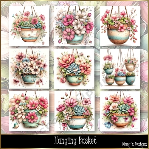 Hanging Basket - Illustrations for Cards, Mini kits & Designers