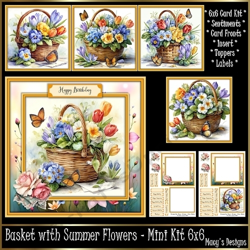 Basket with Summer Flowers - Mini Kit 6x6