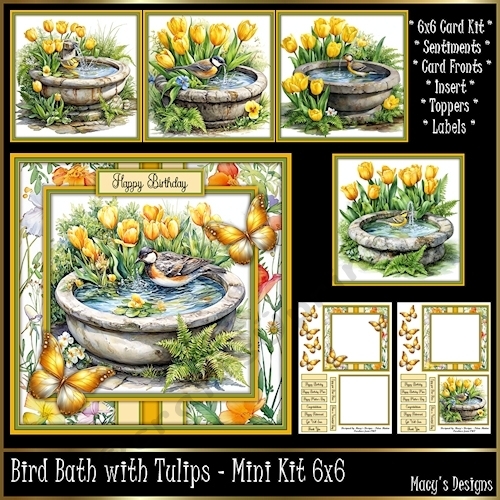 cup1441674_124264 - Bird Bath with Tulips - Mini Kit 6x6