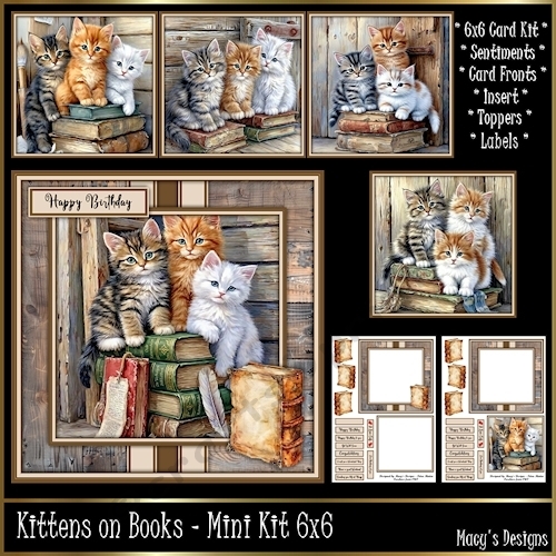 Kittens on Books - Mini Kit 6x6