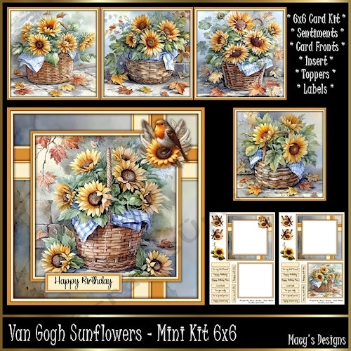 van Gogh Sunflowers - Mini Kit 6x6