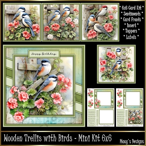 Wooden Trellis with Birds - Mini Kit 6x6