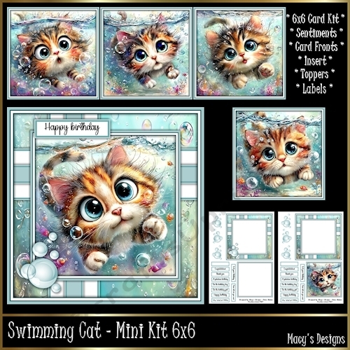 Swimming Cat - Mini Kit 6x6