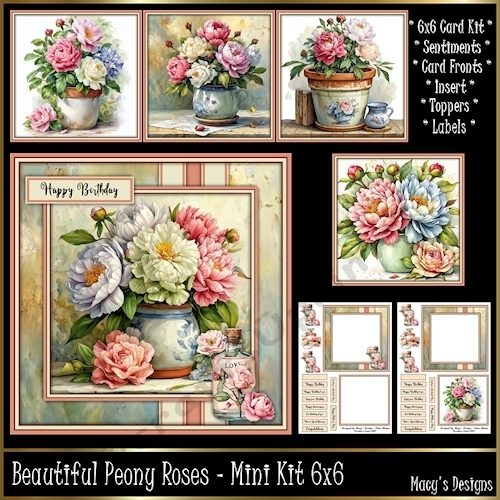 Beautiful Peony Roses - Mini Kit 6x6