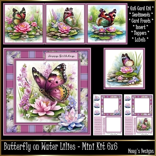 Butterfly on water Lilies - Mini Kit 6x6