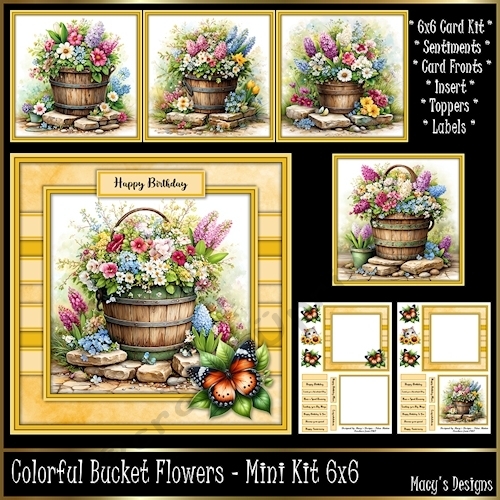Colorful Bucket Flowers - Mini Kit 6x6