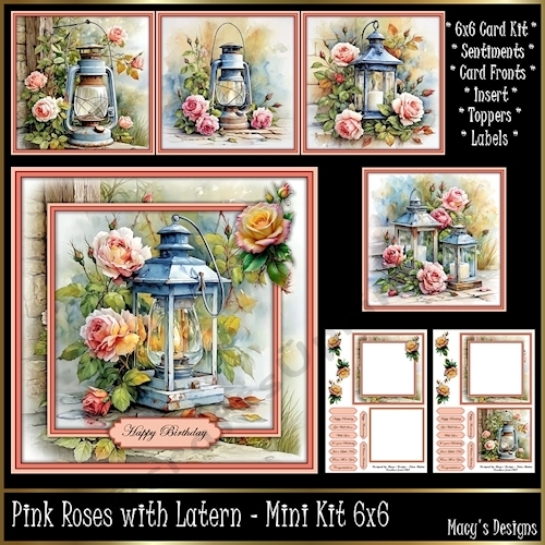 Pink Roses with Latern - Mini Kit 6x6