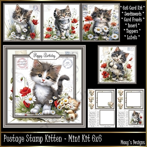 Postage Stamp Kitten - Mini Kit 6x6
