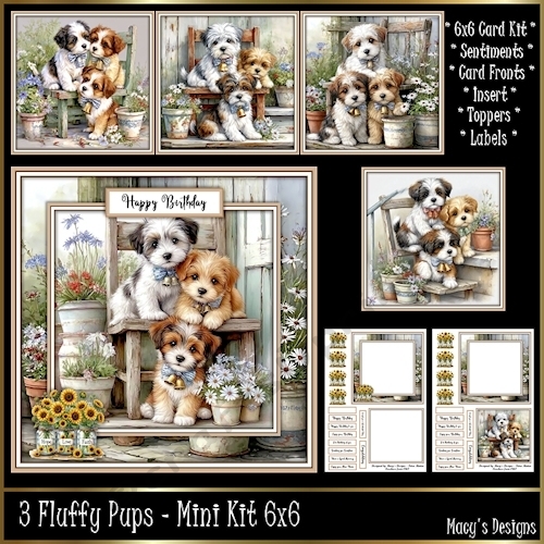 cup1445553_124264 - 3 Fluffy Pups - Mini Kit 6x6