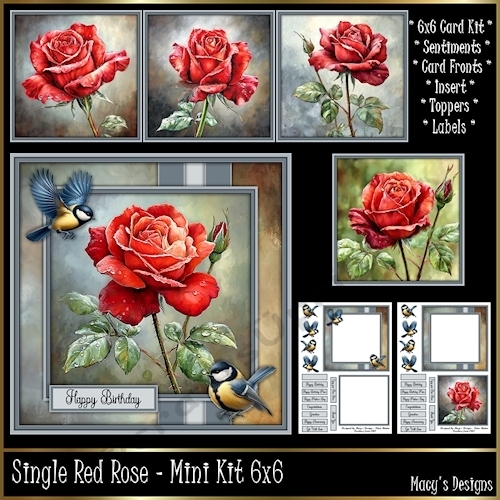 Single Red Rose - Mini Kit 6x6