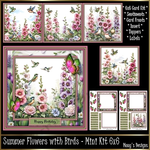 Summer Flowers with Birds - Mini Kit 6x6